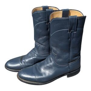 Justin Roper Womens Cowboy Boots 8.5B Style L3057 Navy Blue Leather Cowgirl Cute